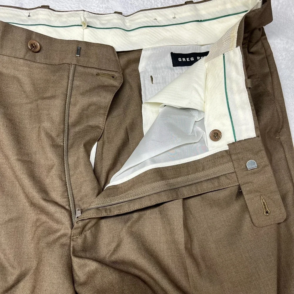 Greg Norman Pleated Dress Pants Men's Brown Cuffed Business Casual‎ - 39X29.5